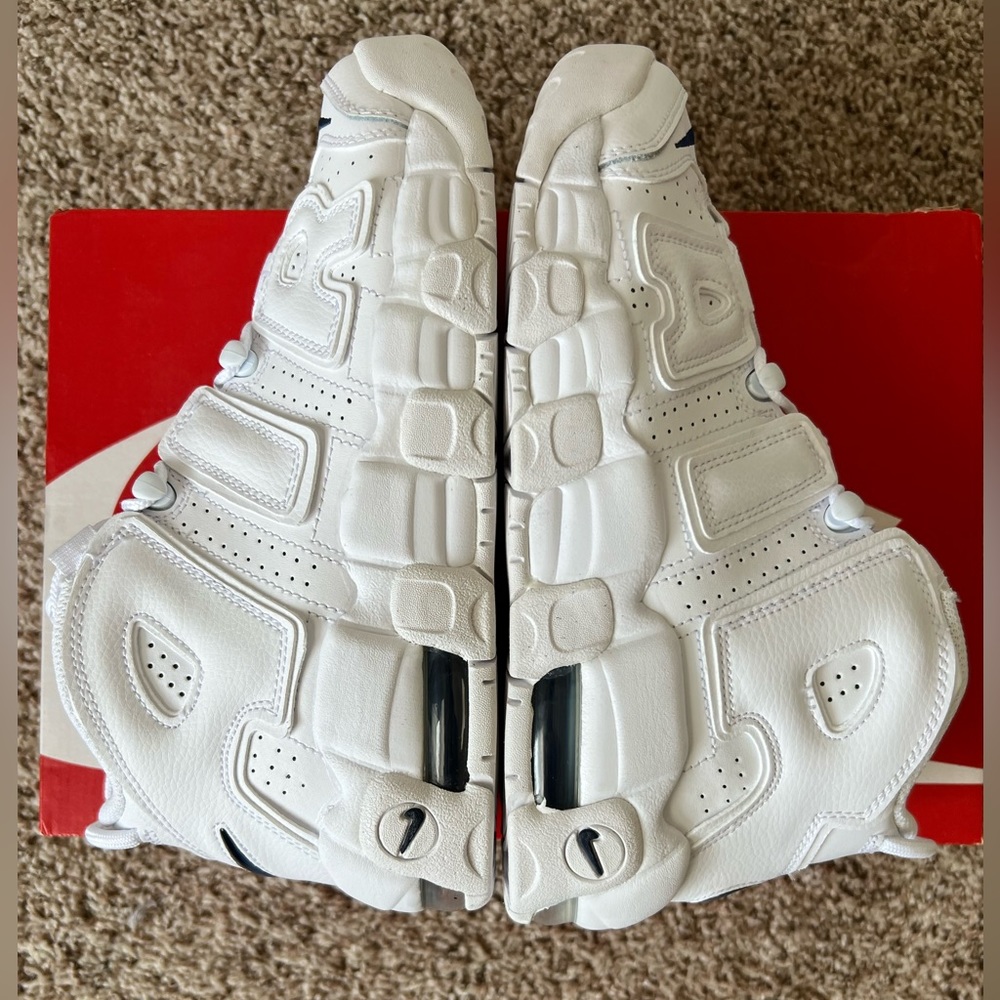 Nike Air More Uptempo White Midnight Navy Grade School GS - Picture 7 of 12